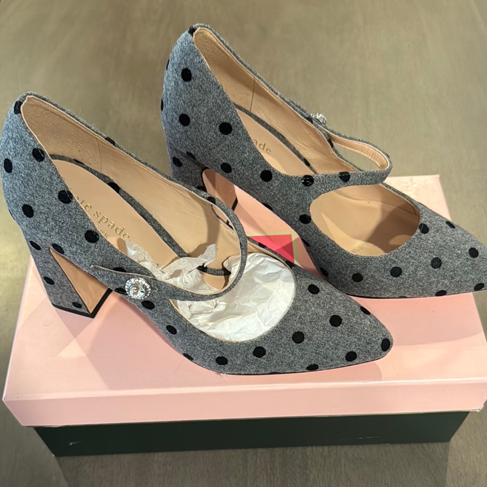 Kate Spade Gray and Black Mary Jane Heels